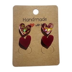 Candy Crush Hearts Acrylic Stud Earrings, 2 Pair